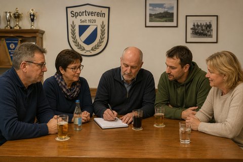 Vereinsvorstand bei Sitzung im Sportverein – PLAYARA Vereinssoftware für Amateursport
